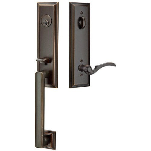 Emtek Wilshire Tubular Entrance Handleset With Coventry Lever in Oil Rubbed Bronze finish