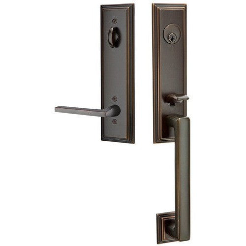 Emtek Wilshire Tubular Entrance Handleset With Helios Lever in Oil Rubbed Bronze finish