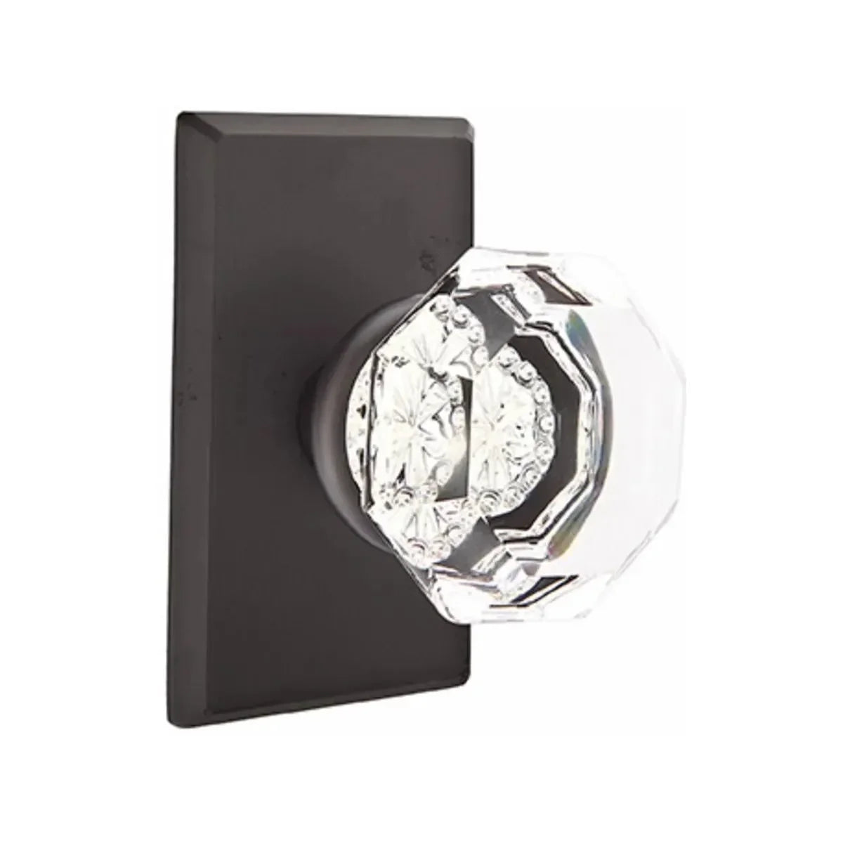 Emtek Old Town Clear Knob with #3 Rosette in Flat Black Bronze Patina finish