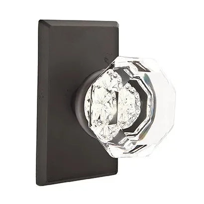 Emtek Old Town Clear Knob with #3 Rosette in Flat Black Bronze Patina finish