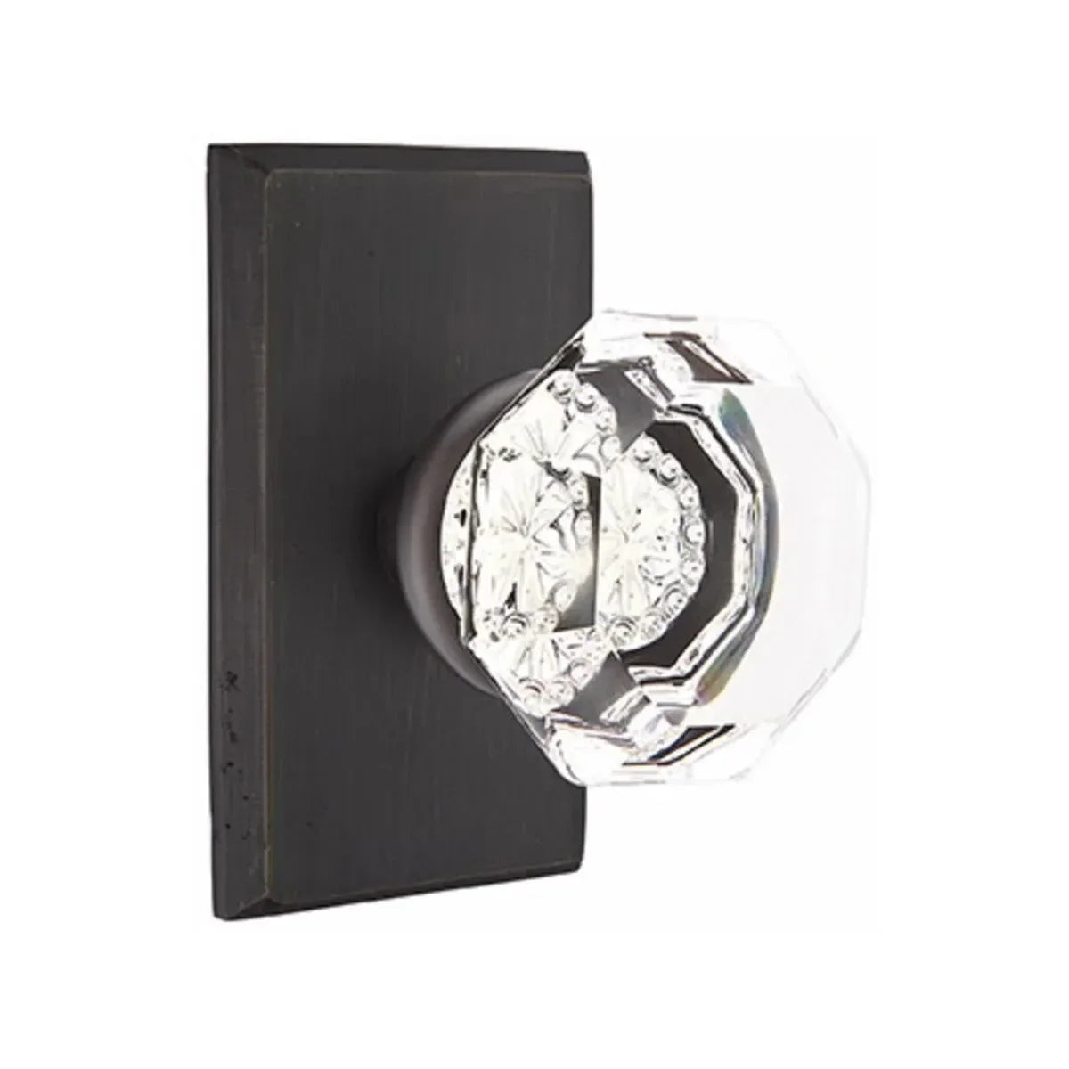 Emtek Old Town Clear Knob with #3 Rosette in Medium Bronze Patina finish