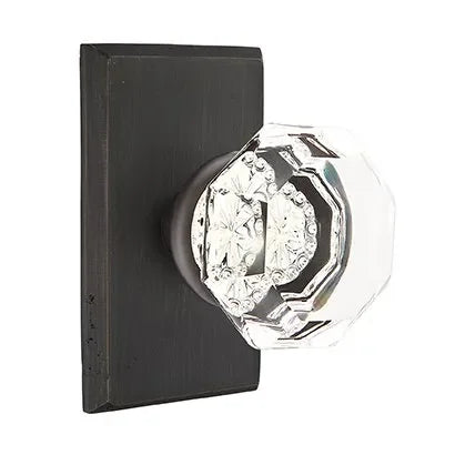 Emtek Old Town Clear Knob with #3 Rosette in Medium Bronze Patina finish