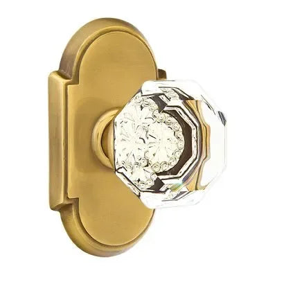 Emtek Old Town Crystal Knob with #8 Rosette in French Antique finish