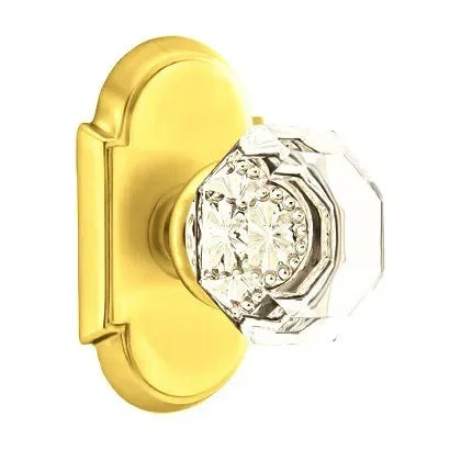 Emtek Old Town Crystal Knob with #8 Rosette in Lifetime Polished Brass finish