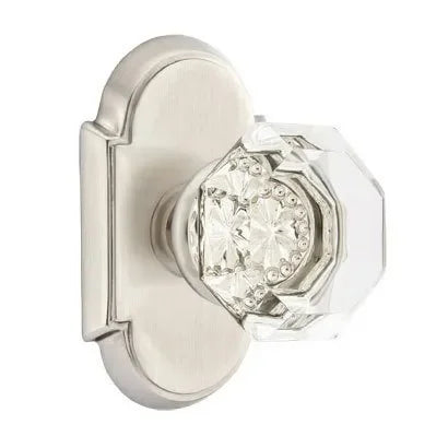 Emtek Old Town Crystal Knob with #8 Rosette in Satin Nickel finish