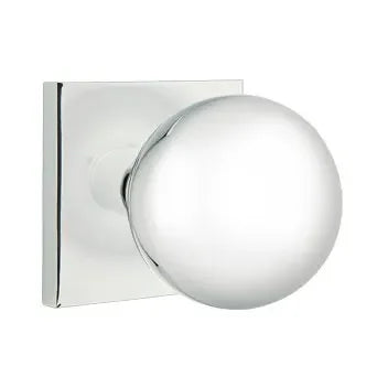 Emtek Orb Knob with Square Rosette in Polished Chrome finish