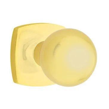 Emtek Orb Knob with Urban Modern Rosette in Unlacquered Brass finish
