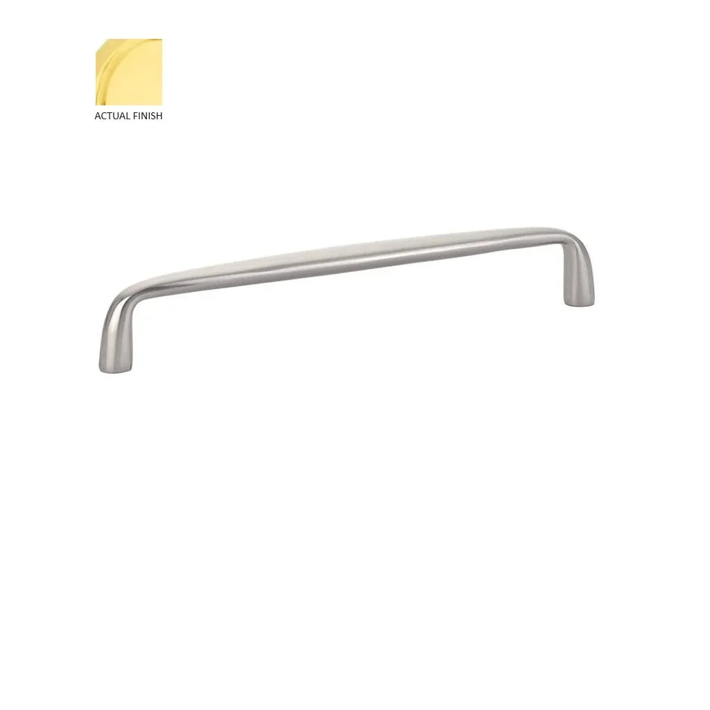 The Emtek Orbit Cabinet Pull, 6" Center to Center in Unlacquered Brass finish