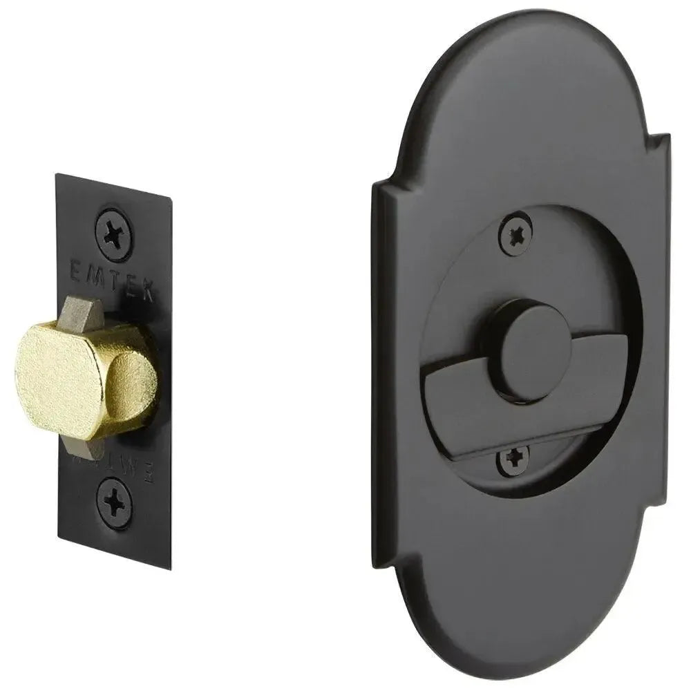 Emtek Passage #8 Pocket Door Tubular Lock in Flat Black finish