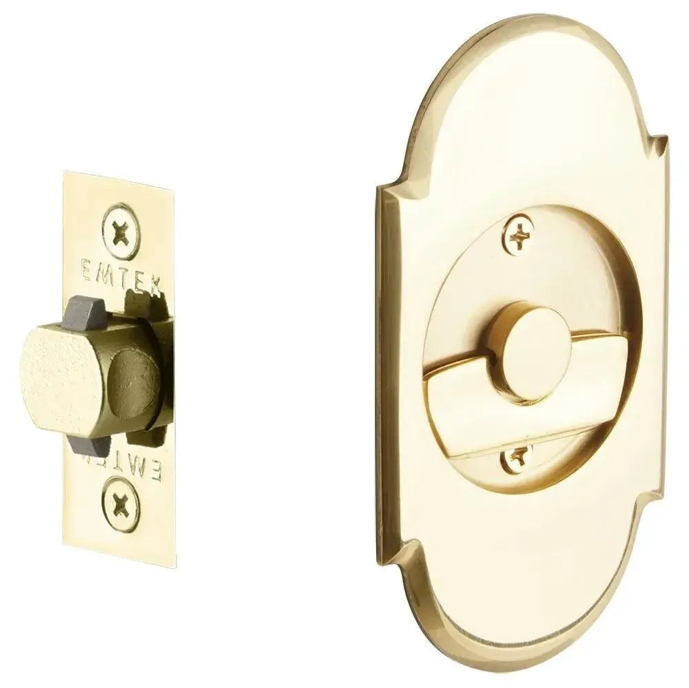 Emtek Passage #8 Pocket Door Tubular Lock in Polished Brass finish