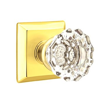 Emtek Astoria Clear Knob with Quincy Rosette in Lifetime Polished Brass finish