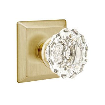 Emtek Astoria Clear Knob with Quincy Rosette in Satin Brass finish