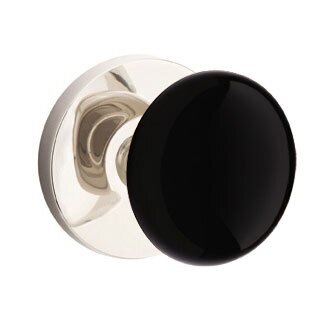 Emtek Ebony Knob with Disk Rosette in Lifetime Polished Nickel finish