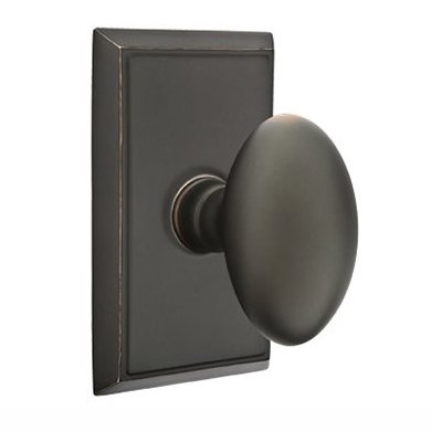 Emtek Egg Knob with Rectangular Rosette in Oil Rubbed Bronze finish