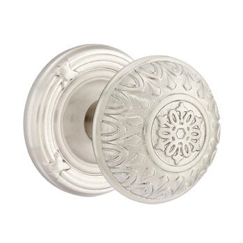 Emtek Lancaster Knob with Ribbon & Reed Rosette in Satin Nickel finish