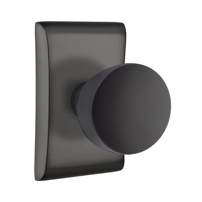 Emtek Laurent Round Knob with Neos Rosette in Flat Black finish