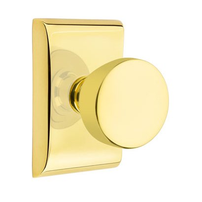 Emtek Laurent Round Knob with Neos Rosette in Unlacquered Brass finish