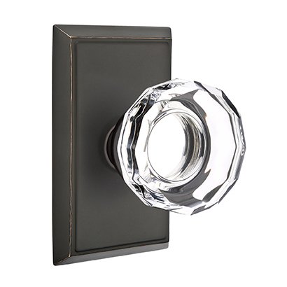 Emtek Lowell Crystal Knob with Rectangular Rosette in Oil Rubbed Bronze finish