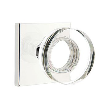 Emtek Modern Disc Crystal Knob with Square Rosette in Polished Chrome finish