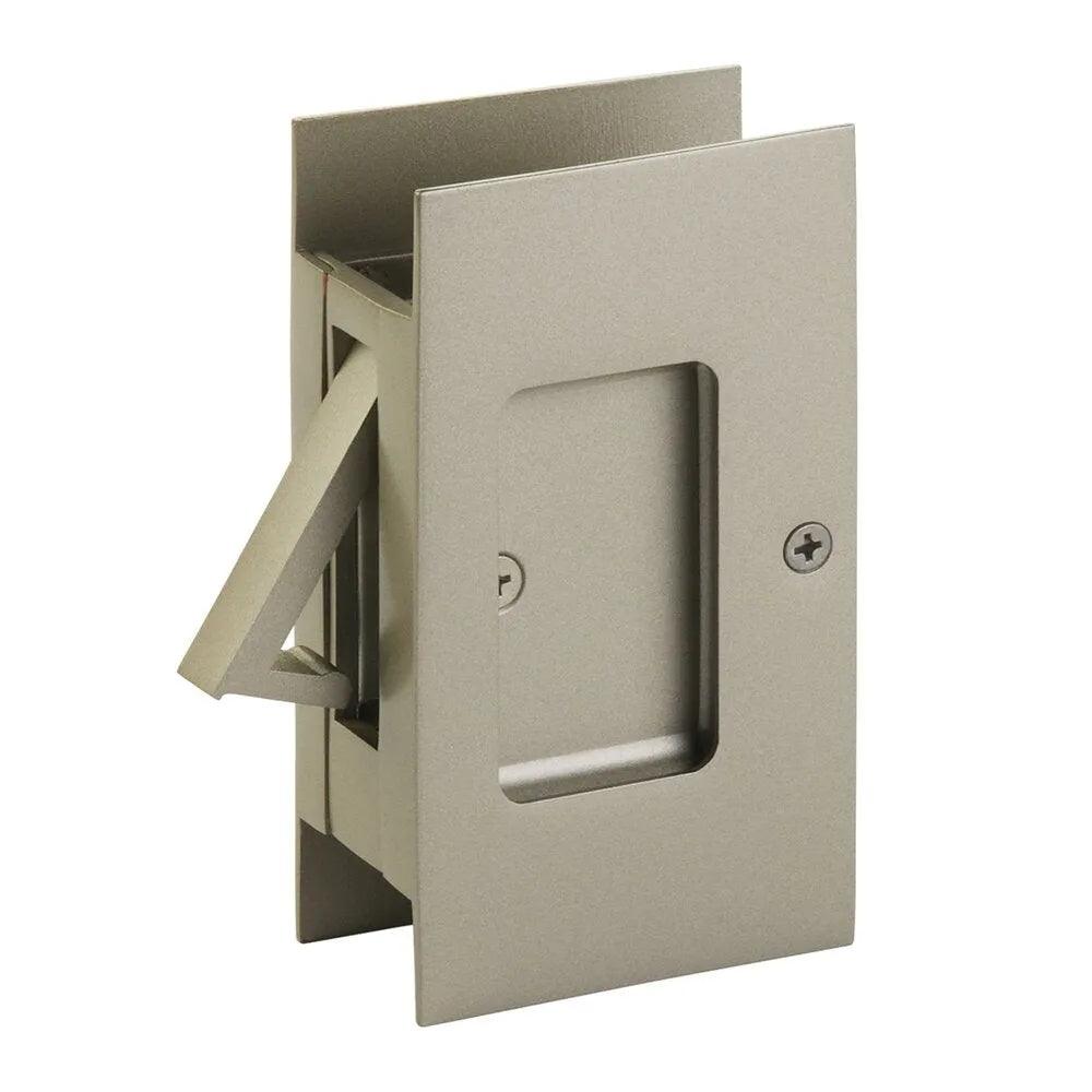 Emtek Passage Modern Rectangular Pocket Door Lock Tumbled White Bronze