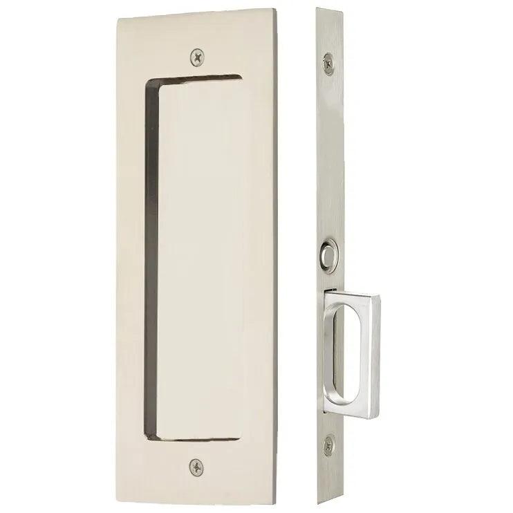 Emtek Passage Modern Rectangular Pocket Door Mortise Lock Lifetime Polished Nickel
