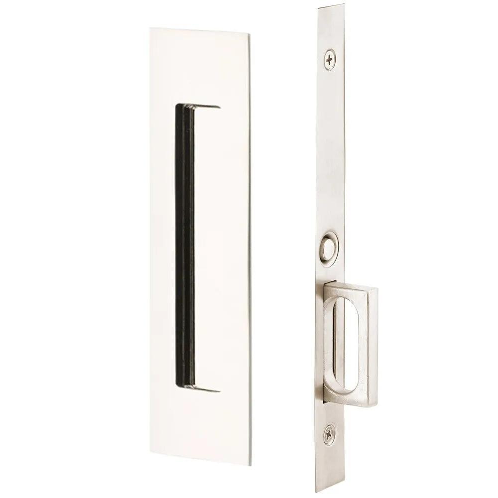Emtek Passage Narrow Modern Rectangular Pocket Door Mortise Lock Lifetime Polished Nickel