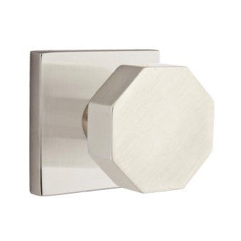 Emtek Octagon Knob with Square Rosette in Satin Nickel finish