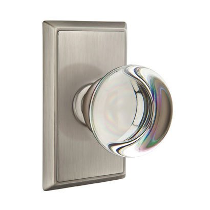 Emtek Providence Crystal Knob with Rectangular Rosette in Pewter finish