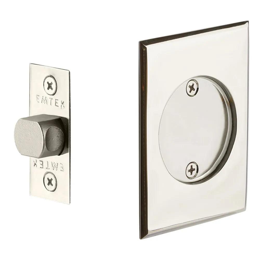 Emtek Passage Rectangular Pocket Door Tubular Lock Lifetime Polished Nickel