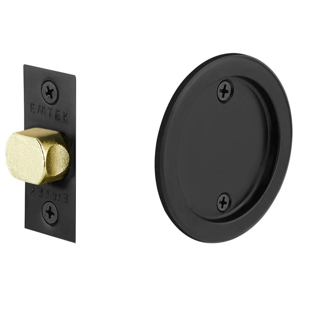 Emtek Passage Round Pocket Door Tubular Lock Flat Black
