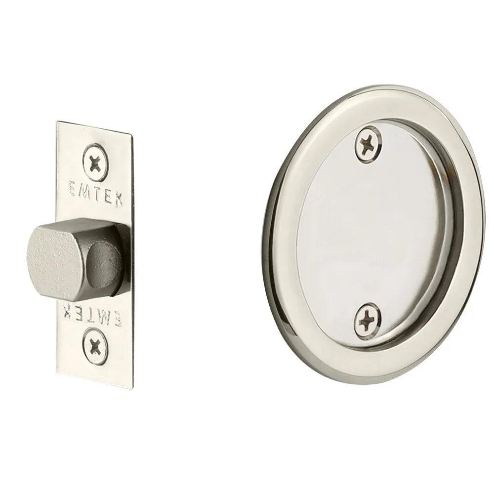 Emtek Passage Round Pocket Door Tubular Lock Lifetime Polished Nickel