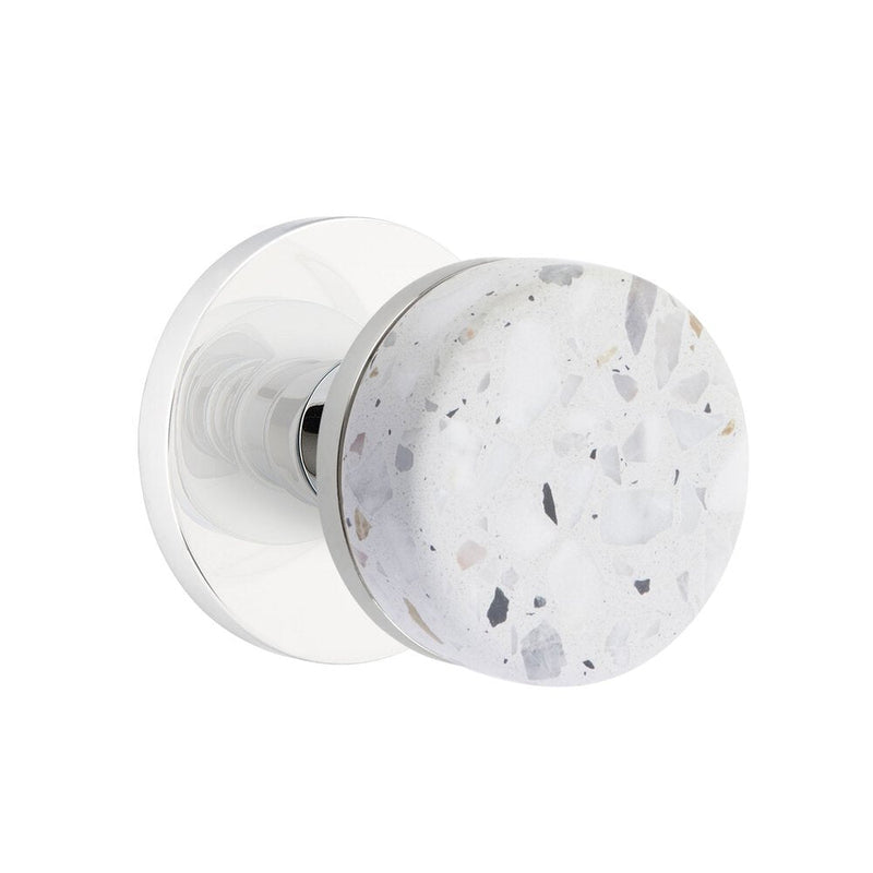 Emtek Select Conical Terrazzo Knob with Disk Rosette in Polished Chrome finish