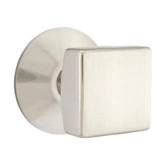 Emtek Square Knob with Modern Rosette in Satin Nickel finish