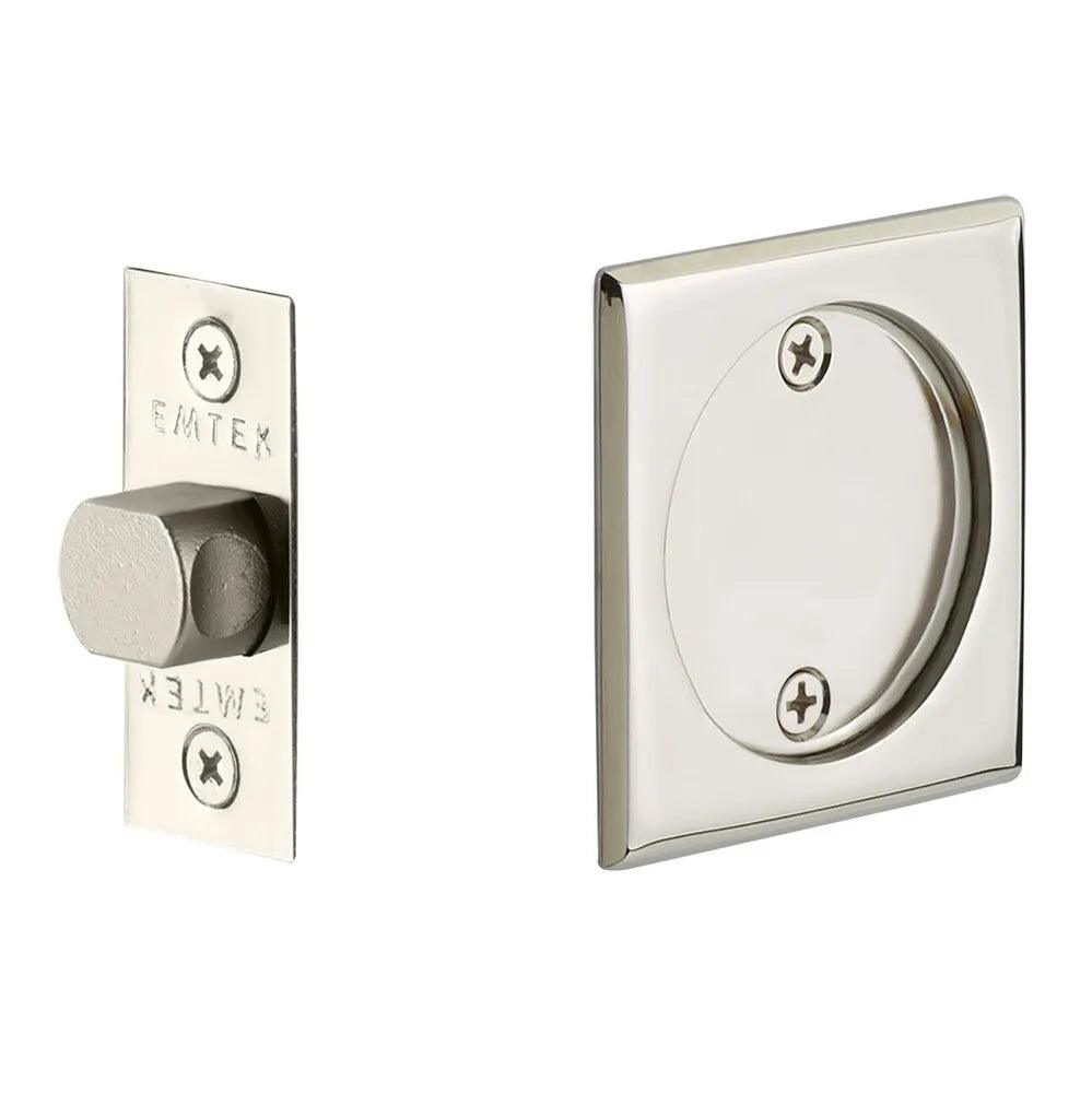 Emtek Passage Square Pocket Door Tubular Lock Lifetime Polished Nickel