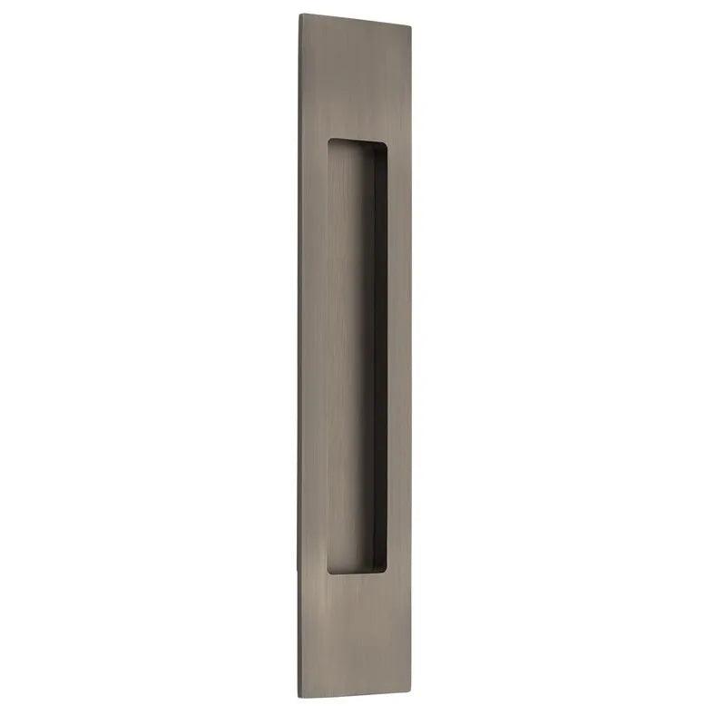 The Emtek 10" Modern Rectangular Flush Pull in Pewter finish