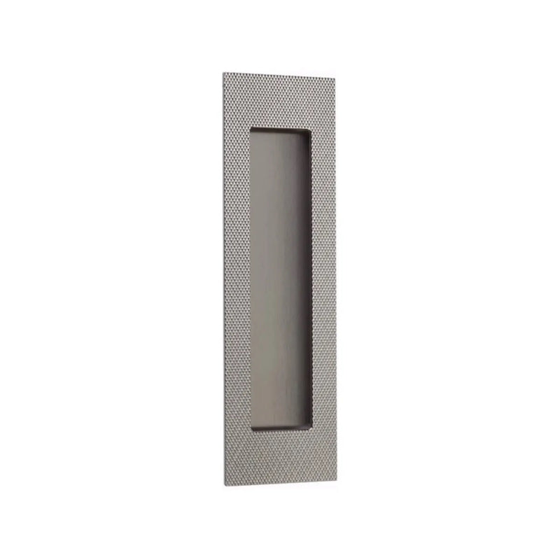 Emtek 7" Modern Rectangular Knurled Flush Pull with Plain Pocket in Pewter finish