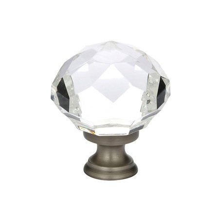 The Emtek Diamond Crystal Glass Cabinet Knob in Pewter finish.