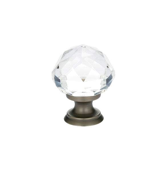 The Emtek Diamond Crystal Glass Knob 1-1/4" Wide (1-7/8" Projection) in Pewter finish