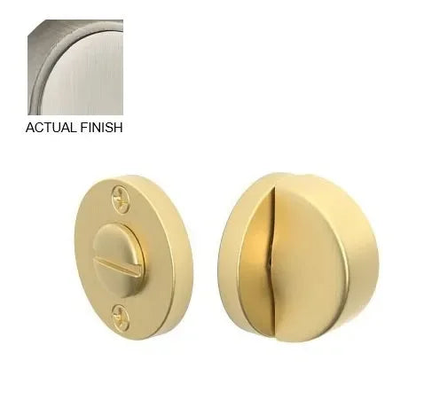 The Emtek Disk Double Rosette Privacy Bolt in Pewter finish.