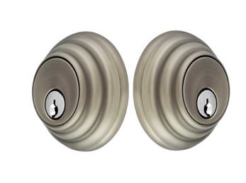 Emtek Double Cylinder Low Profile Keyed Deadbolt in Pewter finish