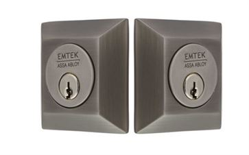 Emtek Double Cylinder Quincy Keyed Deadbolt in Pewter finish