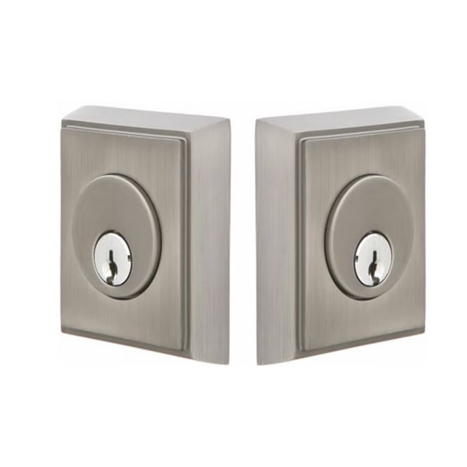 Emtek Double Cylinder Rectangular Keyed Deadbolt in Pewter finish