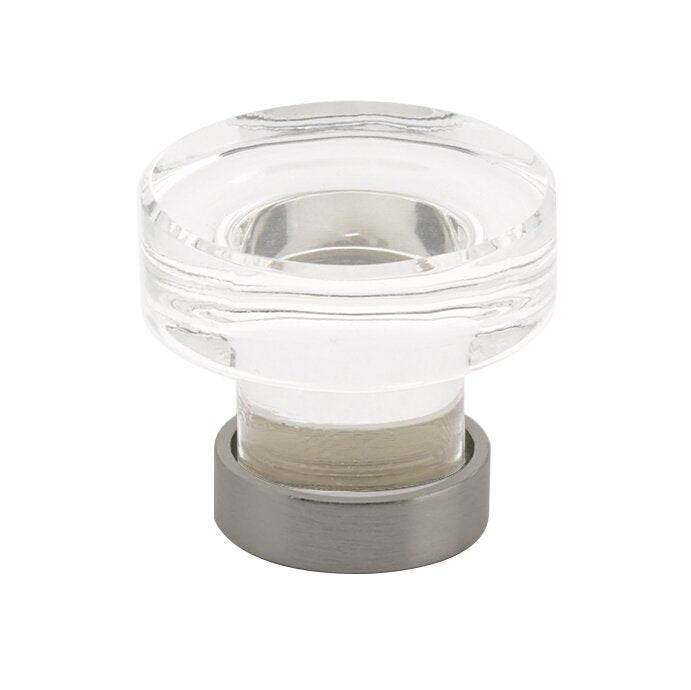 The Emtek Grayson Crystal Glass Knob 1-1/4" Wide (1-1/8" Projection) in Pewter finish