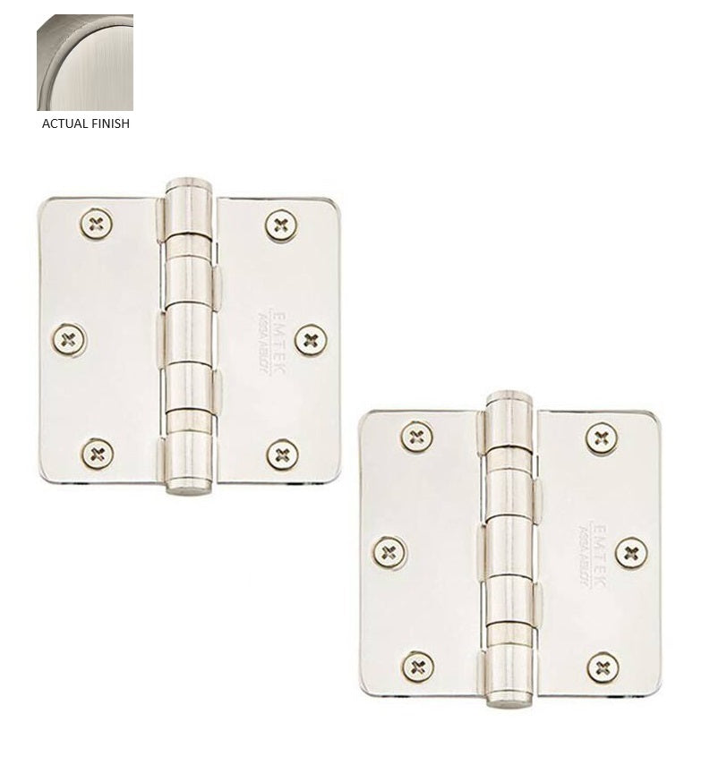 Emtek Heavy Duty Steel Ball Bearing Hinge, 3.5" x 3.5" with 1/4" Radius Corners in Pewter finish