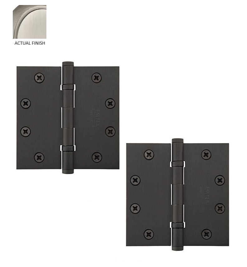 Emtek Heavy Duty Steel Ball Bearing Hinge, 4.5" x 4.5" with Square Corners in Pewter finish