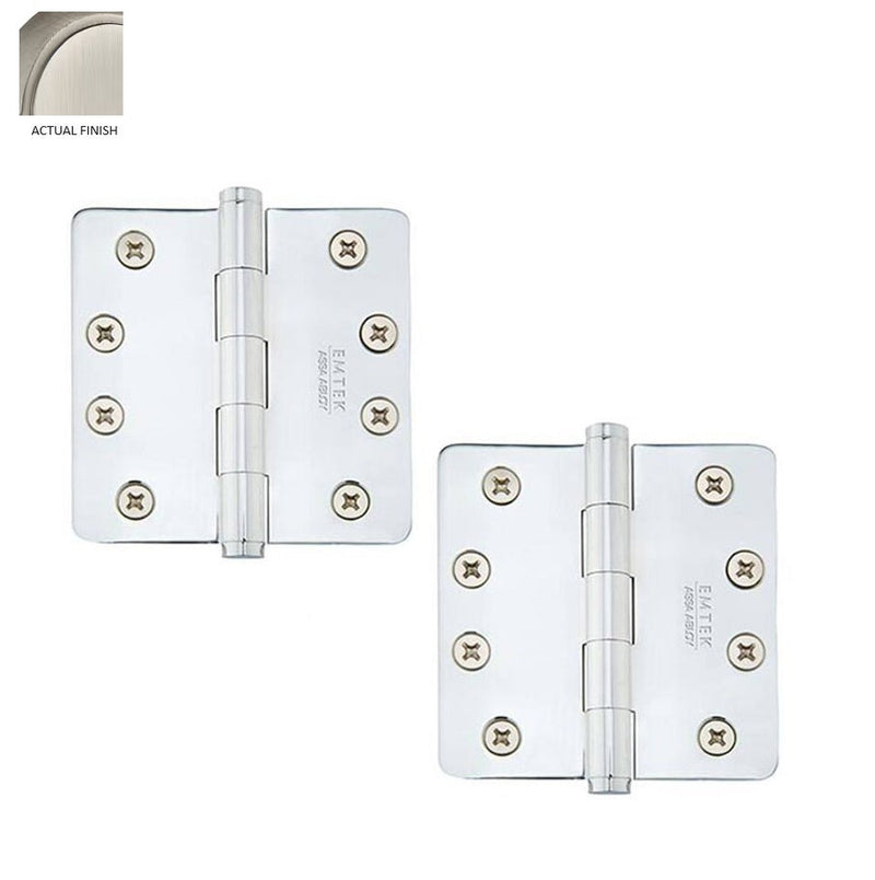 Emtek Heavy Duty Steel Plain Bearing Hinge, 4" x 4" with 1/4" Radius Corners in Pewter finish