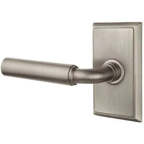 Emtek Manning Lever With Rectangular Rosette in Pewter finish