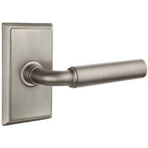 Emtek Manning Lever With Rectangular Rosette in Pewter finish