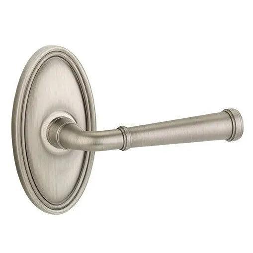 Emtek Merrimack Lever With Oval Rosette in Pewter finish