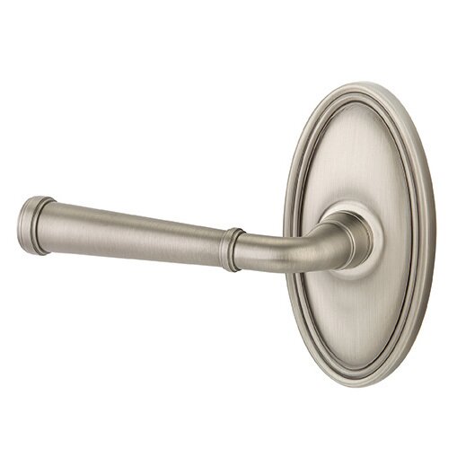 Emtek Merrimack Lever With Oval Rosette in Pewter finish